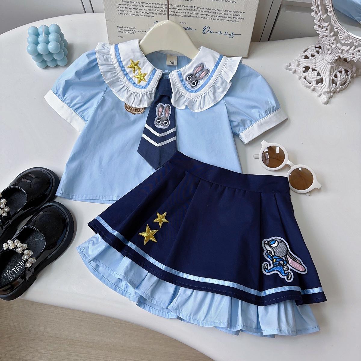 

Летний комплект для девочек: футболка с коротким рукавом и брюки с офицером Джуди Хопс Size 100