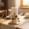 Rose Shaped Roll Paper Towel Holder Ginkgo Leaf Tissue Stand Tissue Storage Rack  for Kitchen