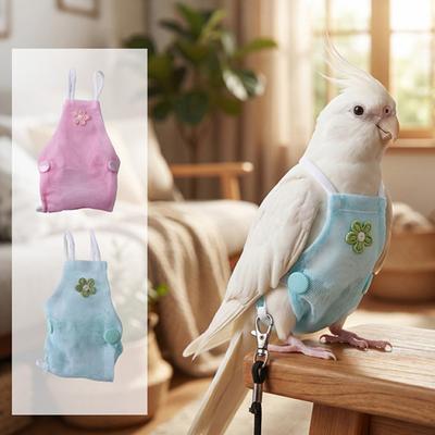 Papegaai Luierkleding met Lijn, Papegaai Vliegharnas Luier, Herbruikbare Papegaai Luiers Kleding, Buiten Trainingsharnas voor Parkietjes Budgies Conure