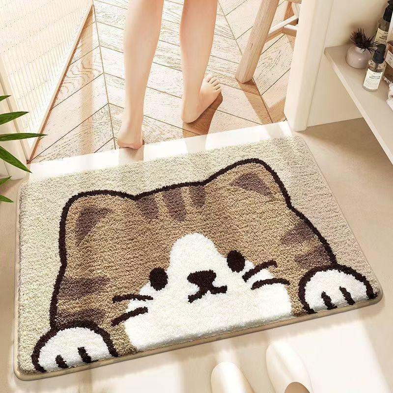 Adorable Imitation Cashmere Absorbent Bathroom Mat Carpet for Bedroom & Toilet