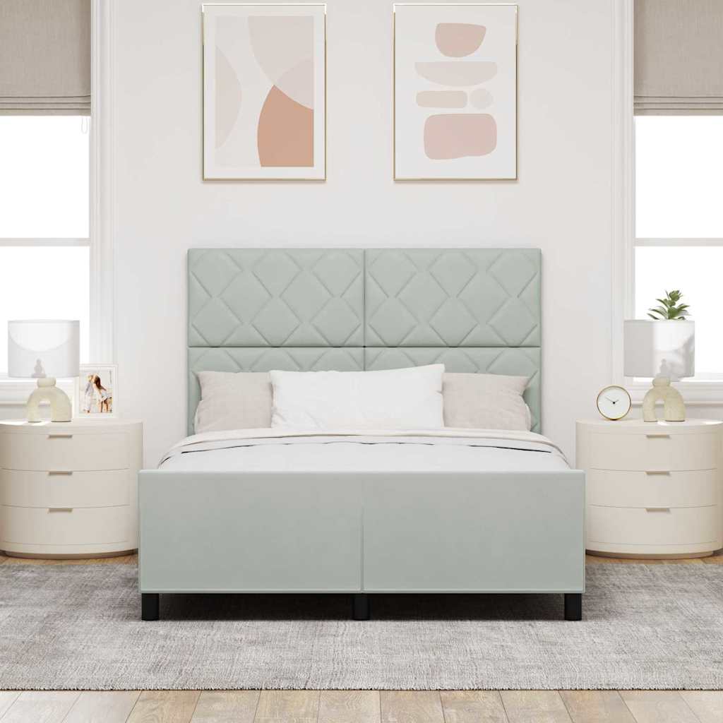 Box Spring Bed with Headboard Light Grey 140 x 200 cm Velvet