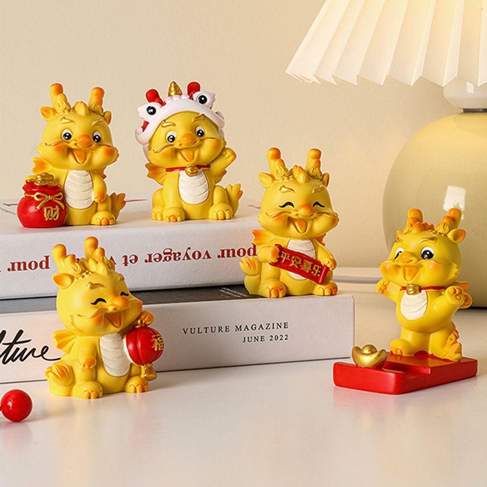 Accesorii Birou Figurine Dragon Auriu 2024 Anul Dragonului Mini Meșteșug Rășină Acasă