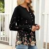 Women's Casual Fashion T,shirt, Vintage Floral Print, Round Neck, Long,sleeved Top.