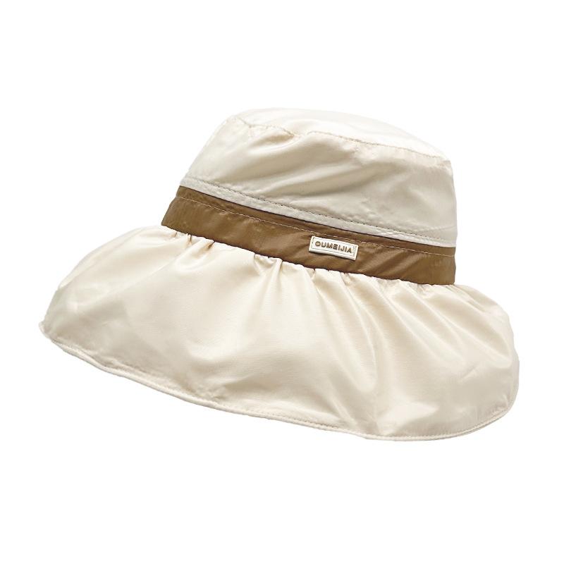 

Солнцезащитная шляпа-панама Новая шляпа, подчеркивающая маленькое лицо, Летняя уличная солнцезащитная шляпа с защитой от УФ-лучей Корейская версия Шляпа от солнца с широкими полями M（56-58cm）