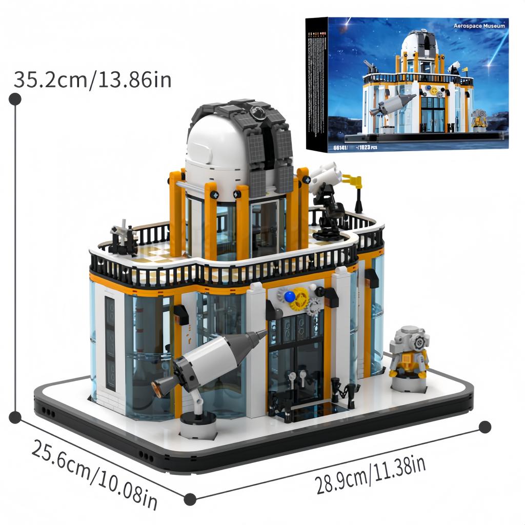 1623Pcs Aerospace Museum Building Blocks, Space Station Observatory Model With Led Light, Stem Educational Toy Gifts For Kids
