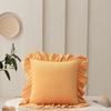 Solid Color Velvet Pillow Covers Minimalist Lace Trim Cushion Cases Elegant Ruffled Throw Pillowcase Plush Sofa Cushion Covers