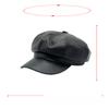New Solid Color PU Leather Octagonal Hat Retro Gentleman Style Beret Versatile