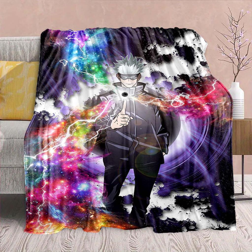 Jujutsu Kaisen Anime Flannel Blanket - Soft Warm Perfect for Sofa, Bedding Camping Travel Office Home Decor -QJY