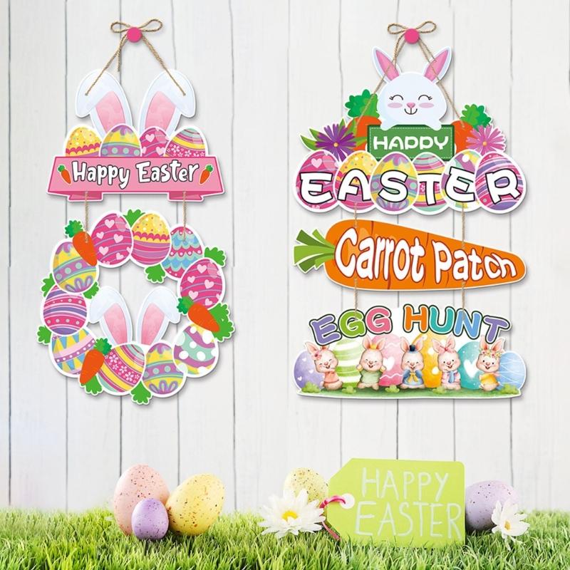 Modifiable Spring Paper Door Art Contains 4 Designs Easter Party Supplies Home Accessories For Creative Seasonal Decors