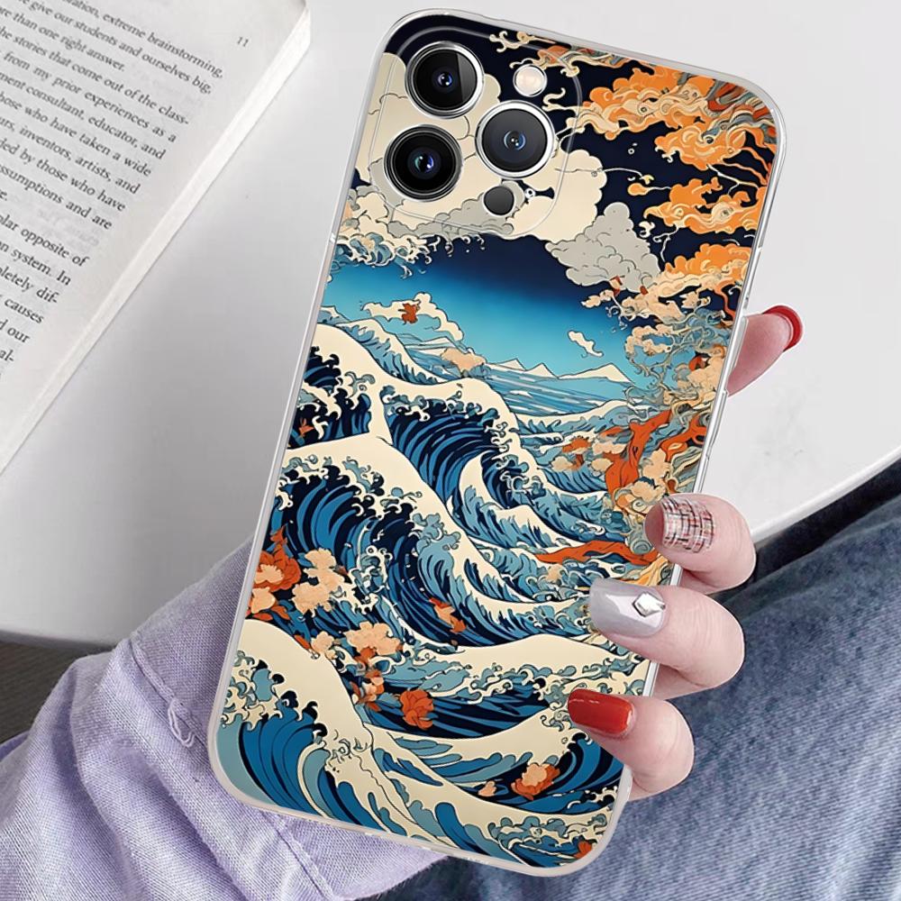 Kanagawa Great Wave Anime Phone Case For IPhone 16 15 14 13 12 Mini 11 Pro XS Max X XR SE 6 7 8 Plus Soft Silicone Cover