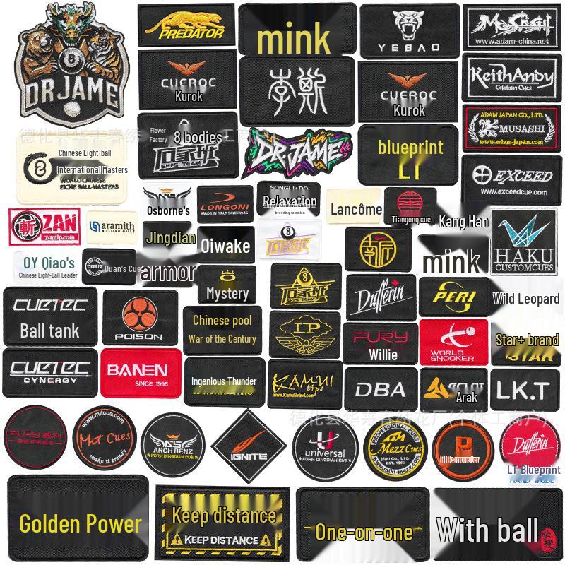 Billiard Cue Case Velcro Patch: Embroidered Logo Self-Adhesive Wrap Badge