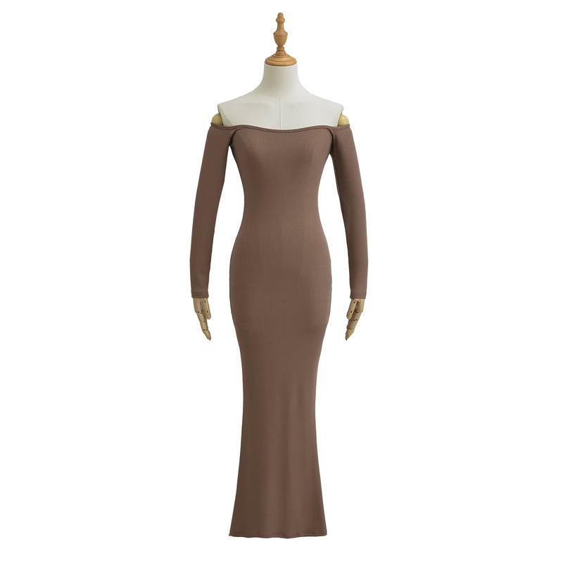 Women's One-Shoulder Off-the-Shoulder Fishtail Long Dress