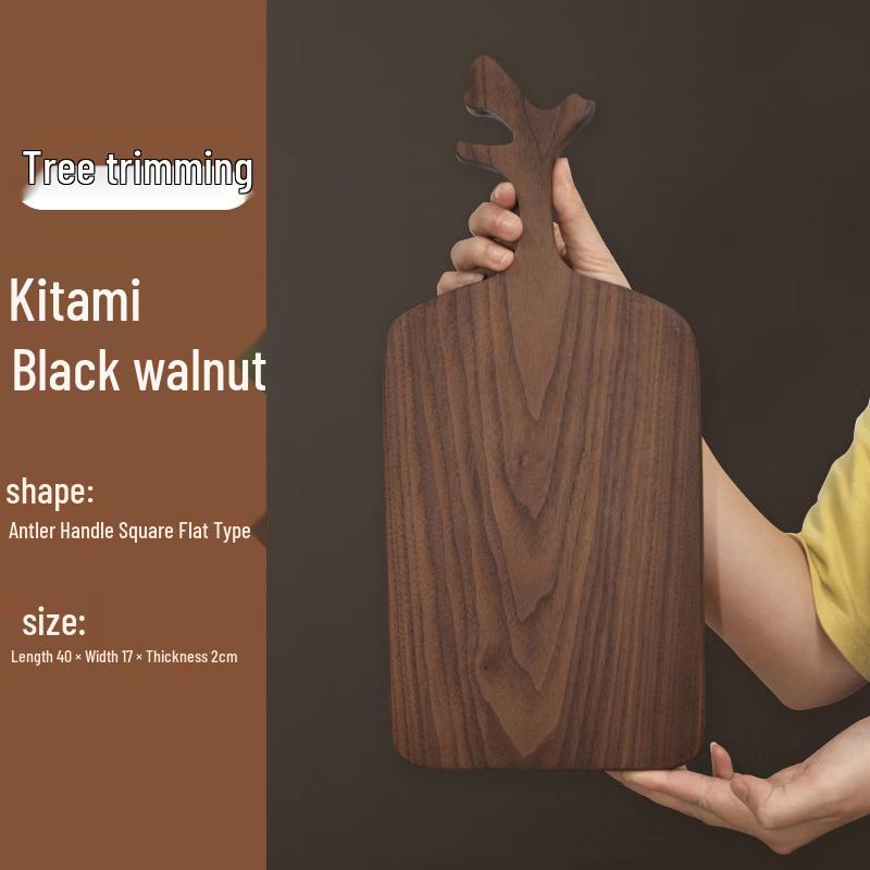 Walnut Wood Steak Serving Board with Deer Antler Handle