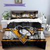 Pittsburgh Penguins Pattern Bedding Quilt Set  Home Decoration  Gift (1 * duvet cover + 2 * pillowcase  without core)