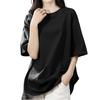 [SLEEPSINERO] T-Shirt Women's Short Sleeve (L, Black)