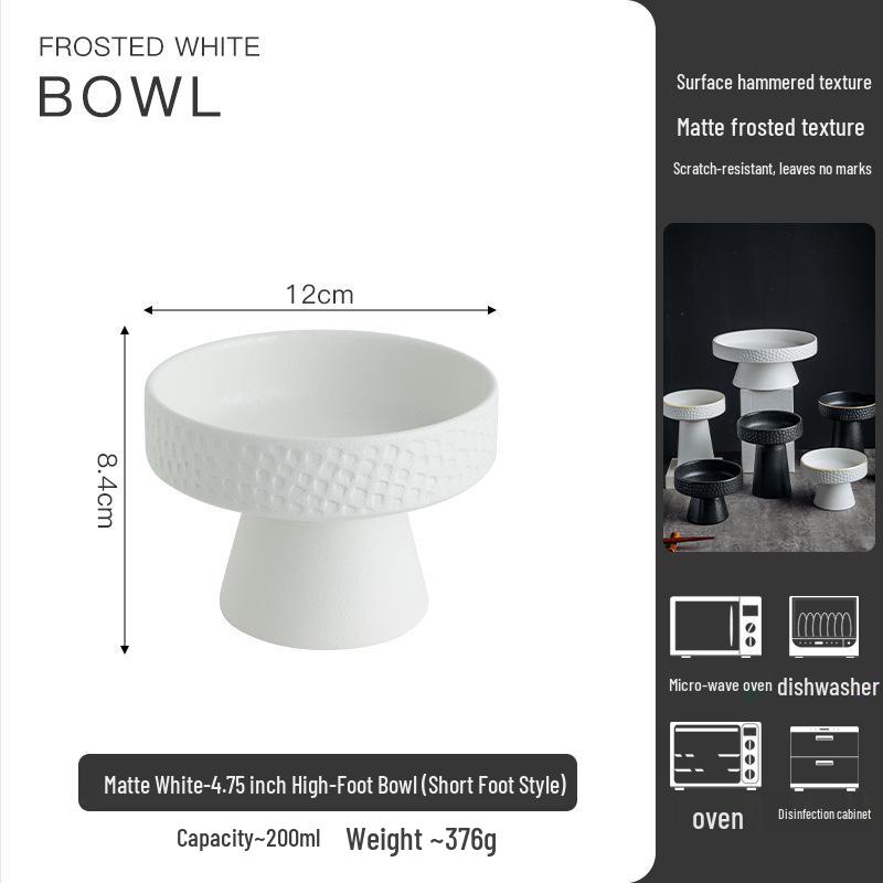 Elegant Ceramic High-Footed Plate for Fruit, Snacks, and Desserts in Light Luxury Style.