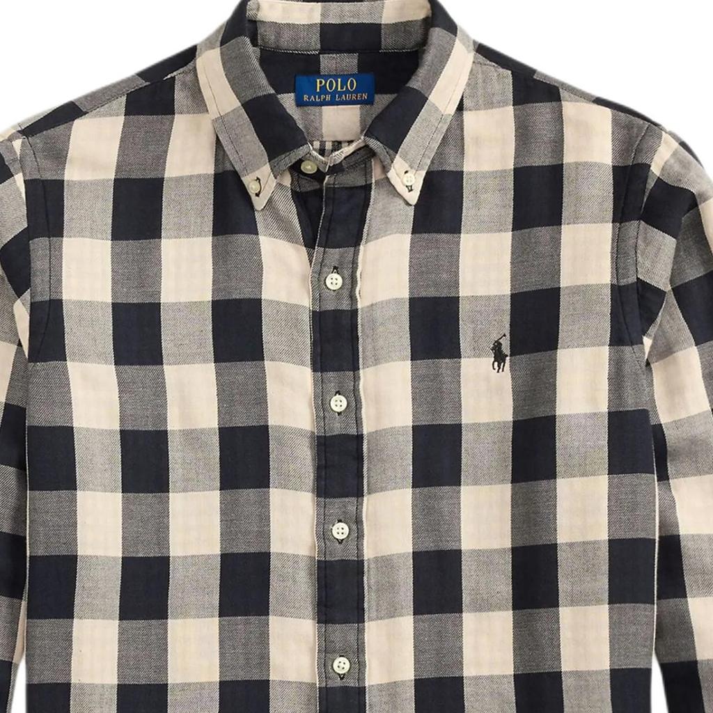 Polo Ralph Lauren Plaid Polo Collar Small Pony Embroidered Shirt Men shirts 710P00517-002