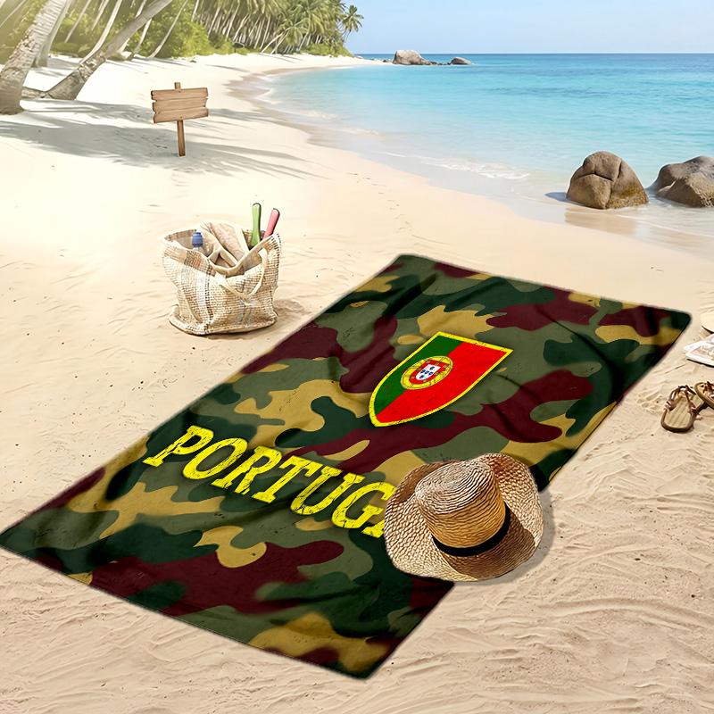 Asciugamano da Spiaggia Stampa Calcio Portogallo Asciugatura Rapida Super Assorbente Morbido Asciugamano da Bagno per Nuoto Spiaggia Viaggio Souvenir Regalo