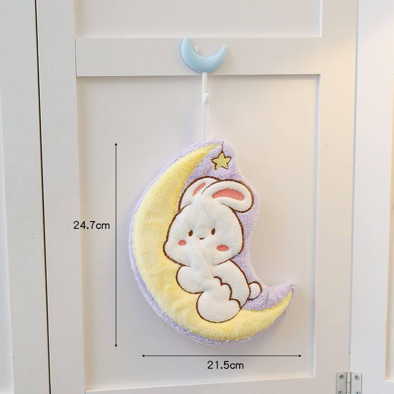 Quick-Dry Moon Rabbit Coral Fleece Hand Towel