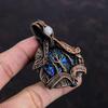 Tree Of Life Abalone Shell Pendant Copper Wire Wrapped Gemstone Jewelry Handmade Pendant Rainbow Moonstone Pendant Copper Wire Wrap Pendant
