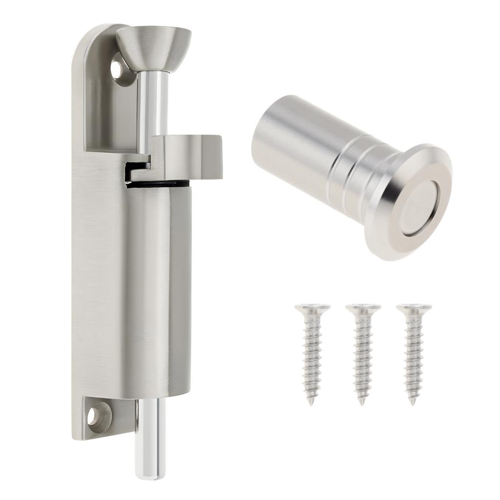 Serrure de porte coulissante à ressort en alliage de zinc 3,9 pouces, loquet à boulon robuste, comprend un boîtier anti-poussière, 3 vis, universel maison, clôture, portail