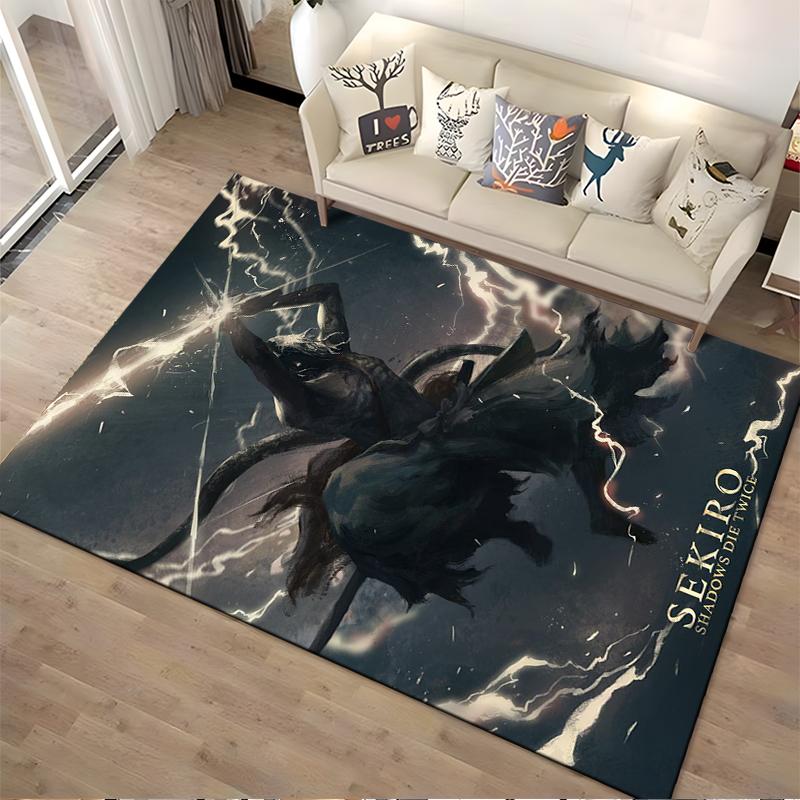 "Samurai zu Pferd Teppich - Sekiro Shadows Die Twice Blitz-Print" Geeignet für die Verwendung als rutschfeste Unterlage für Wohnzimmer, Schlafzimmer, Sofas