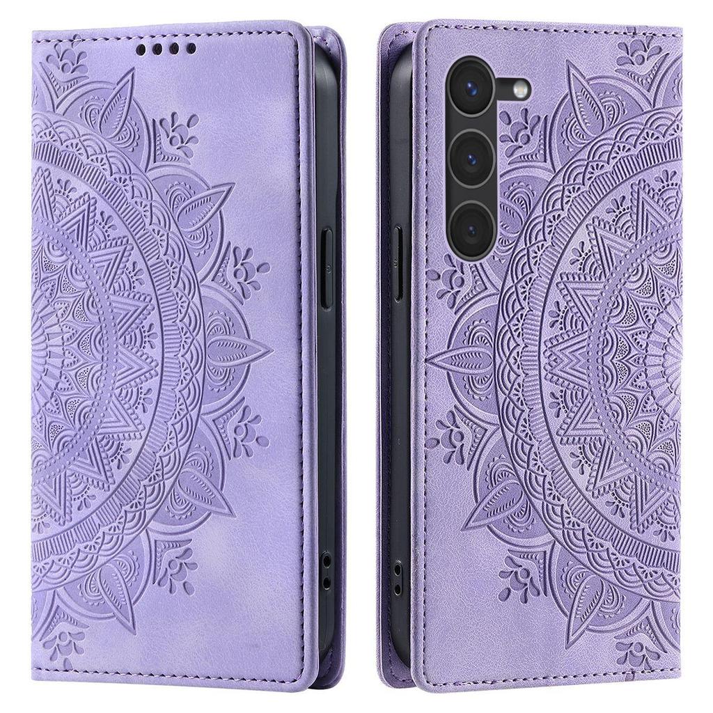 for Samsung Galaxy S23+,S23,S22+,S22,S21 FE,S21,S21+ Mandala Embossed PU Leather Flip Wallet Case Magnetic Closure Cover