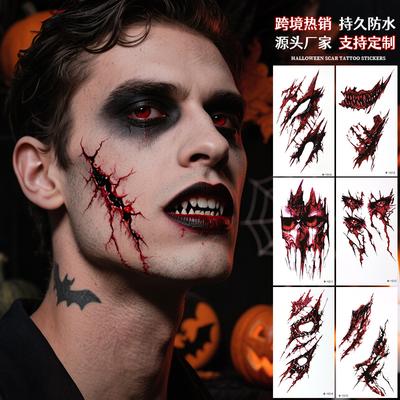 Halloween Scar Tattoos Realistic Fake Scars Temporary Wound Stickers Waterproof Face Body Makeup Party Supplies