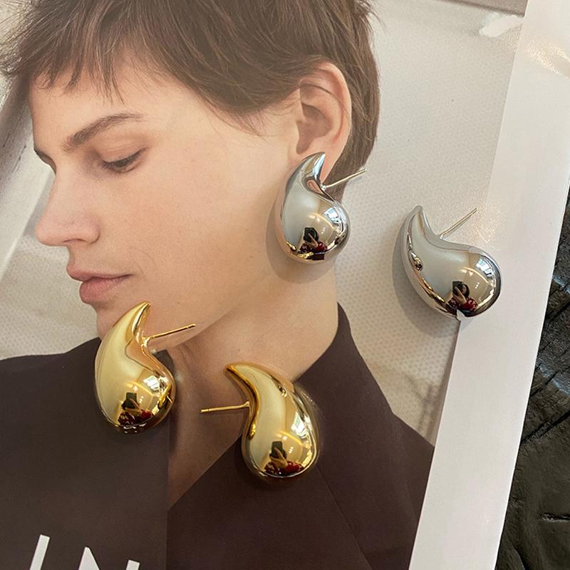 Simple Chunky Drop Earrings For Woman Gold Plated Personalized Waterdrop Stud Earring 2023 Fashion Jewelry Party Girls Gifts