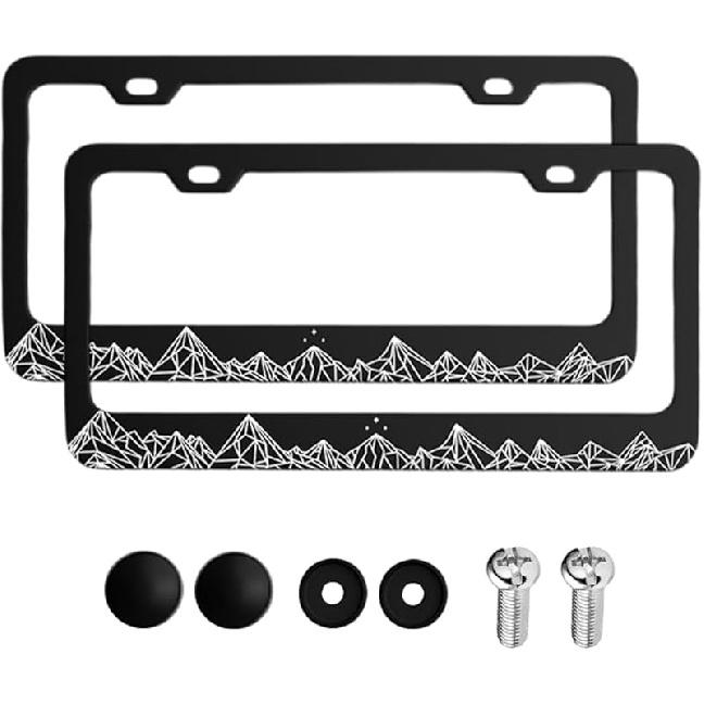 Mandark 2 Stück Kohlefaser Kennzeichenhalter für Autos, Aluminium Kfz-Kennzeichenhalter mit Schrauben, Rostfrei US-Standard Fahrzeug Vorne Hinten