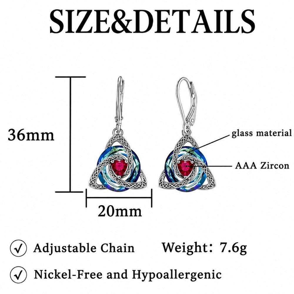 1 Pair 12 Birthstone Option Celtic Knot Earrings Stainless Steel Pendant Earrings Daily Wear