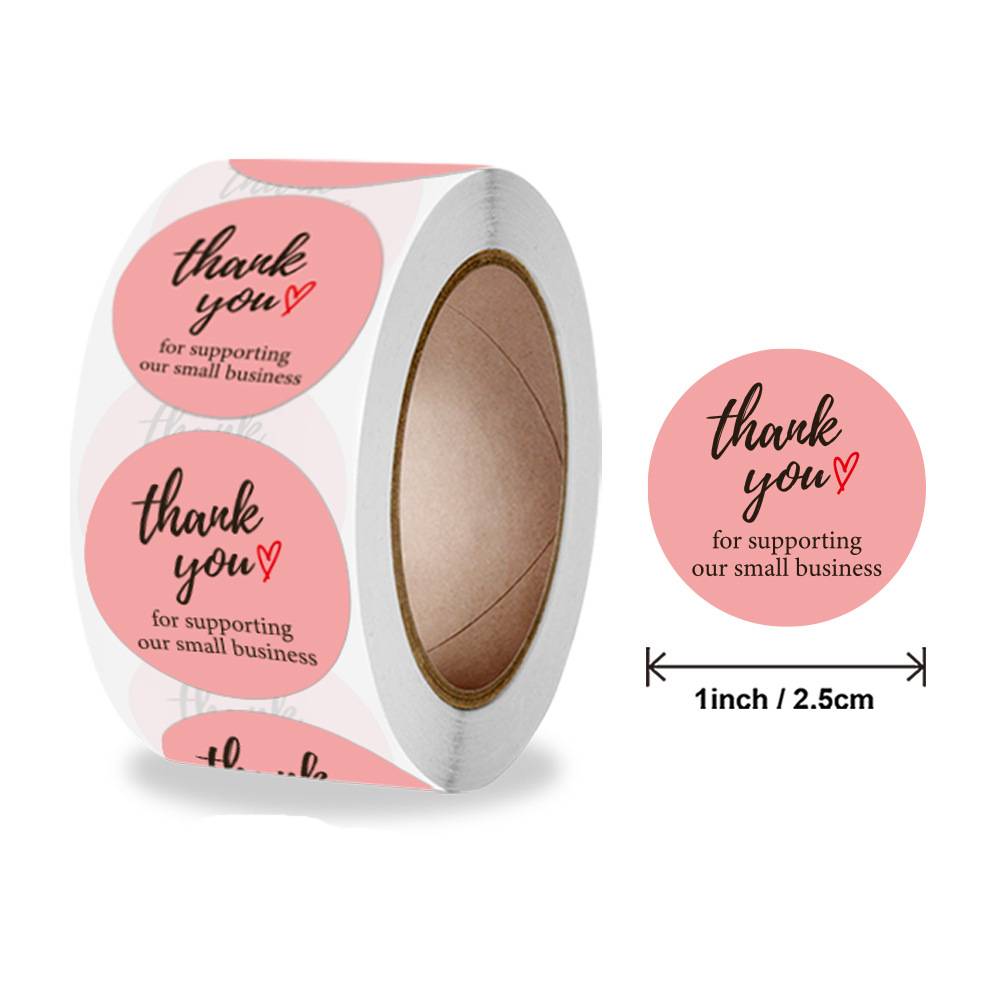 500pcs Pink Paper Label Stickers Foil Thank You Wedding Stickers Scrapbooking 1inch Envelope Seals Handmade Stationery Sticker