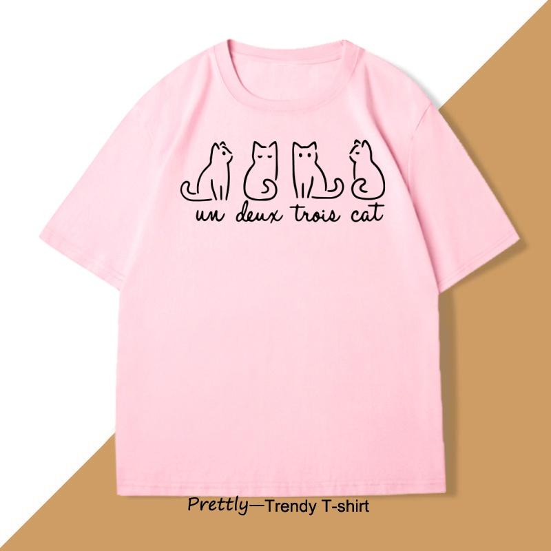 Un Deux Trois Cat T Shirt Casual Cat Mom TShirt French Teacher Tshirt Funny Cat Tshirt Men Women Causal Short Sleeve Tees