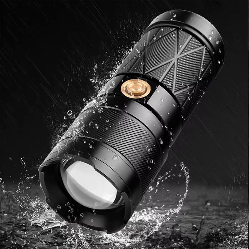 Mini LED Flashlight Portable USB Rechargeable Telescopic Zoom High Brightness LED Torch for Outdoor Camping