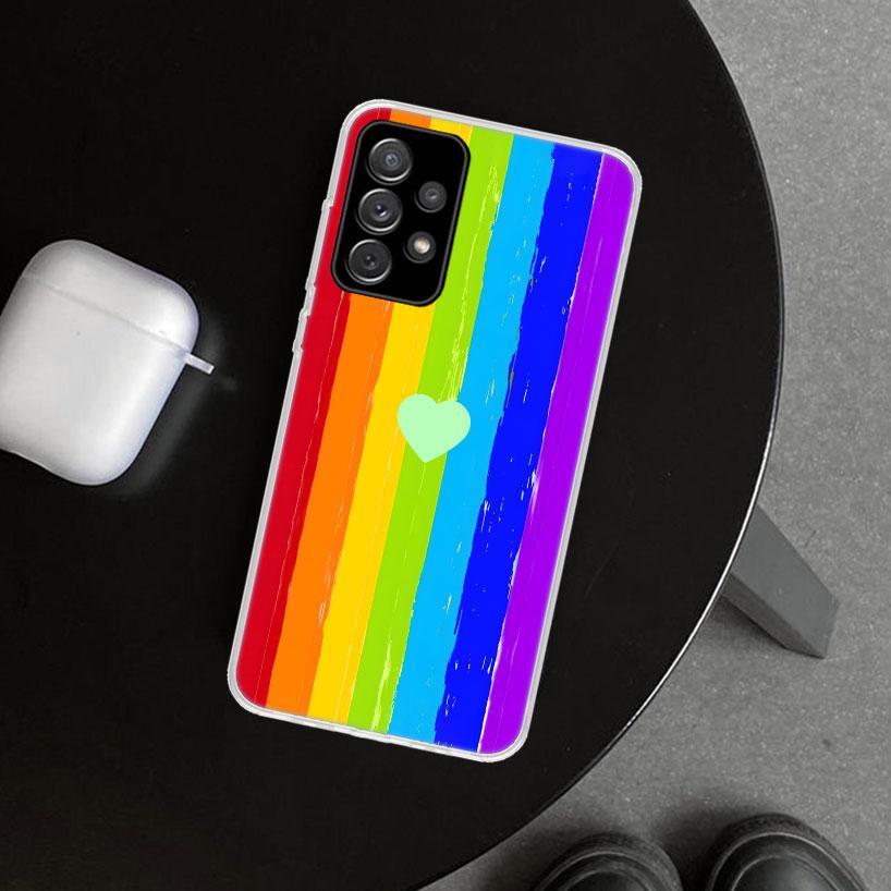 Rainbow Gradient Love Phone Case Cover for Samsung Galaxy A12 A22 A32 A52 A72 A02S A51 A50S A31 A20S A10S Note 20 Ultra 10 Plus