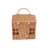 Valigia Scatola Decorativa in Rattan Cesto Intrecciato a Mano in Plastica a Forma di Casa con Manico Sacchetto per Confezionare Regali per Festival