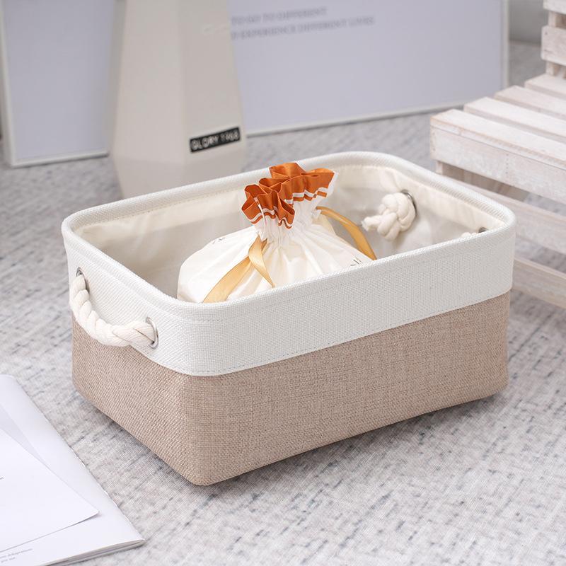 Foldable Fabric Storage Baskets, with Handles Linen Wardrobe Storage Rack Home Wardrobe Towel Toys Storage Basket