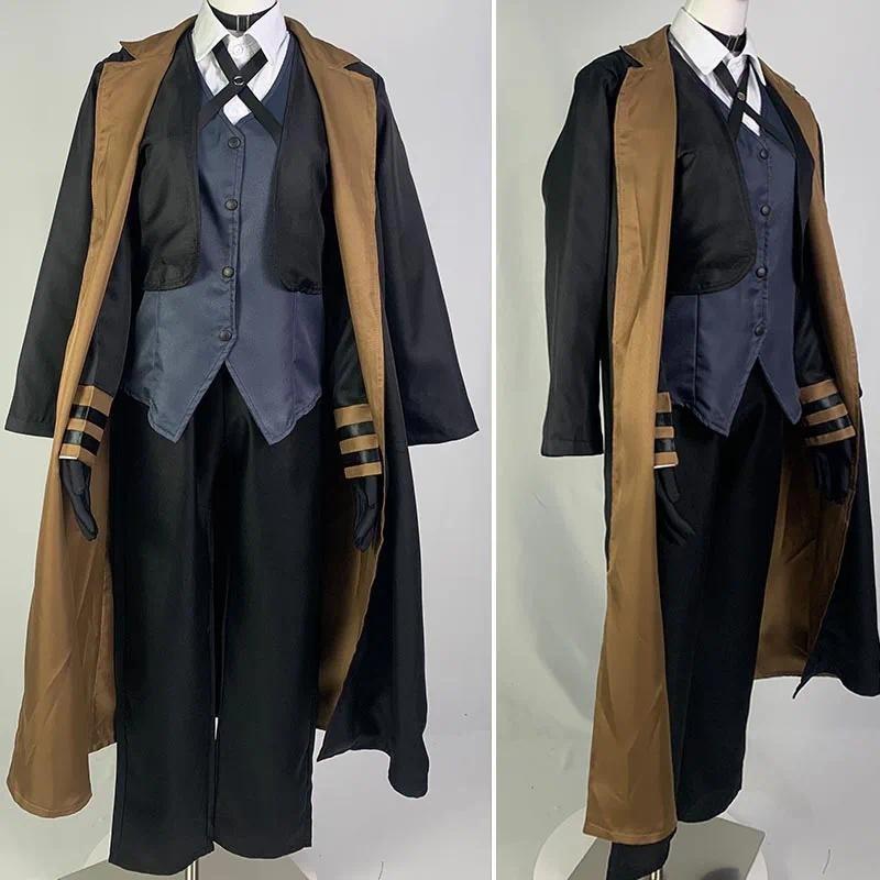 Kostým pro cosplay Nakahara Chuuya včetně klobouku, uniformy, trenčkotu a kalhot. Velké velikosti. Oblečení na halloweenskou párty pro Comic Con.