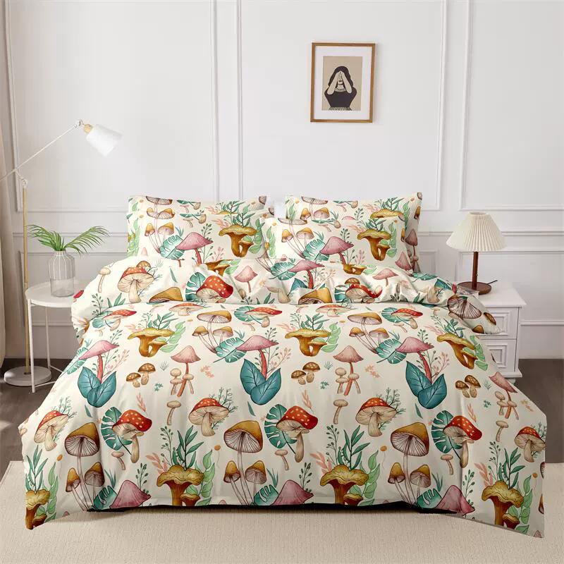 3pcs Printed Brushed Duvet Cover Pillowcase Three Piece Set High Quality Skin Friendly Fabric Bedding Cover (without Bed Sheet)