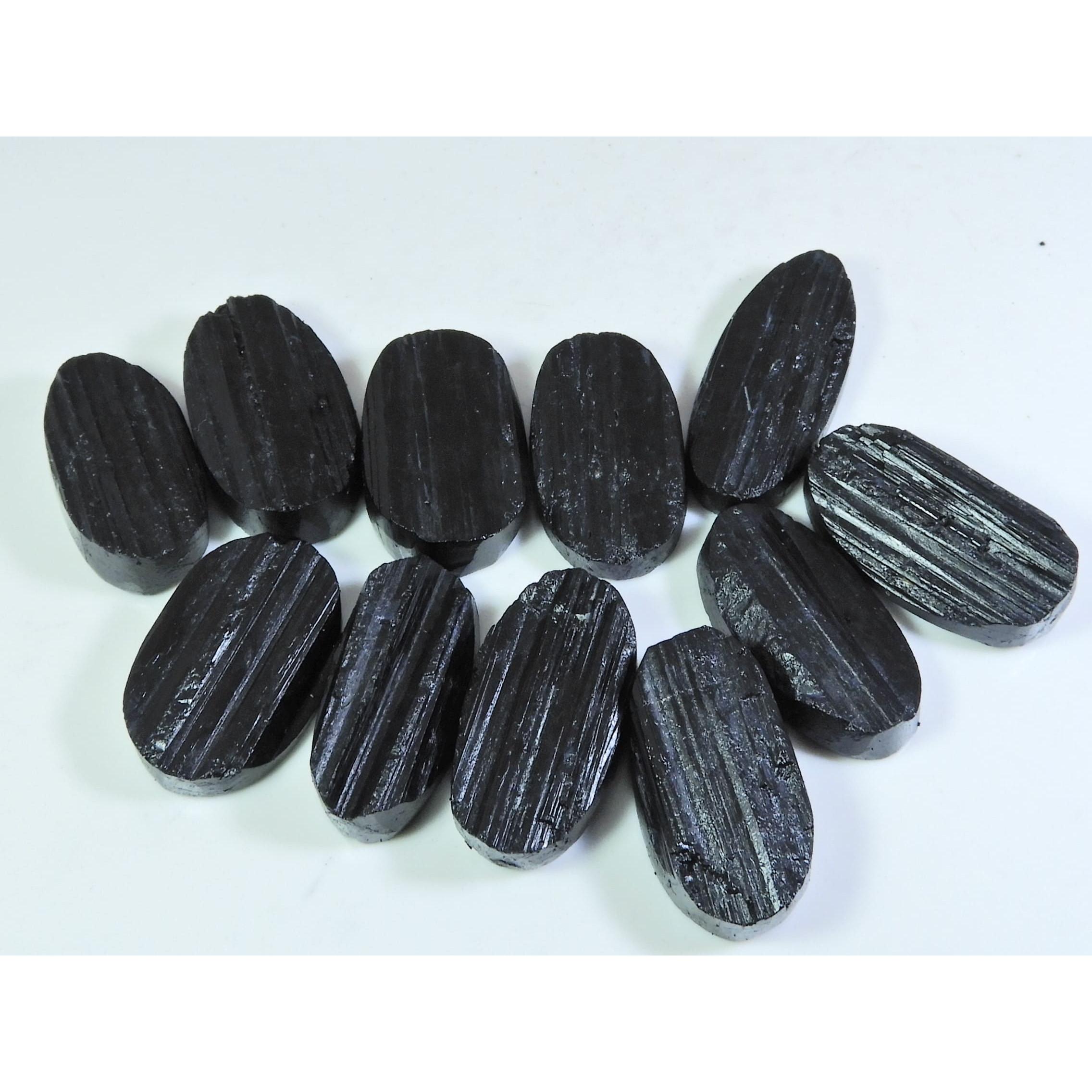

478Cts.Natural Black Tourmaline Oval Shape Cabochon Loose Gemstone 11Pcs Lot C-345