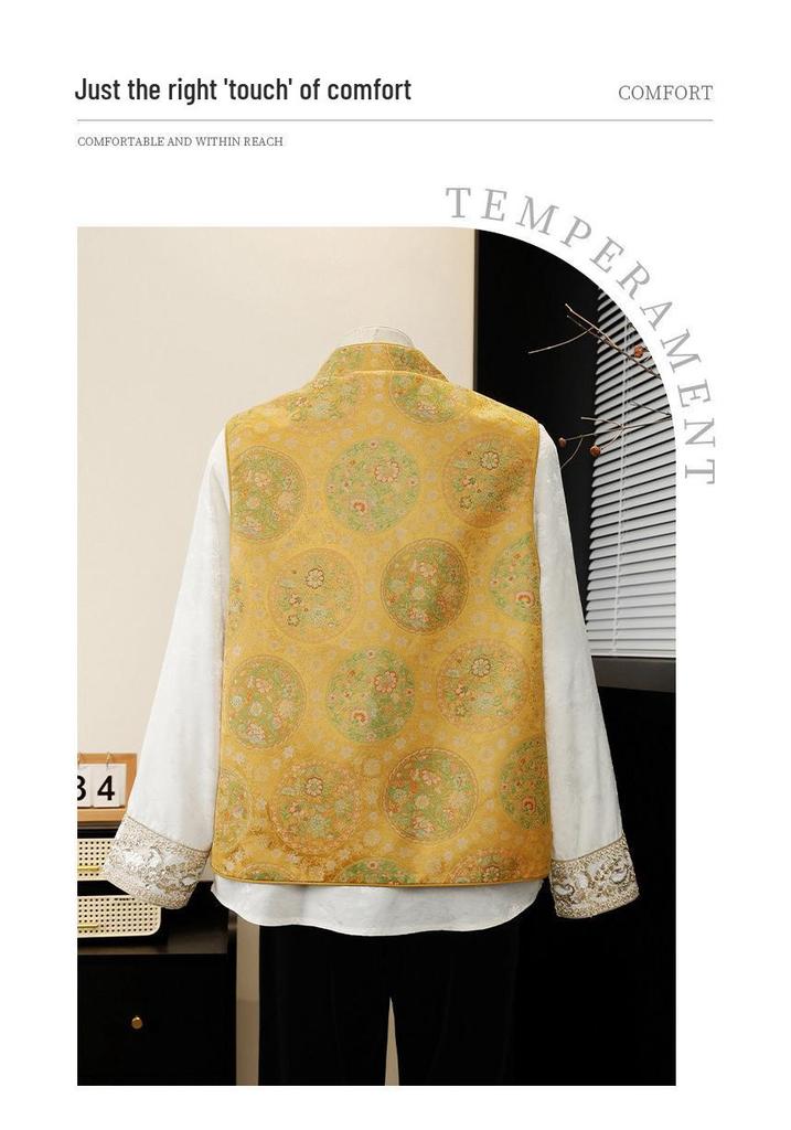 Floral Print Spring Vest: Fashionable Shawl for Middle-Aged and Elderly Women