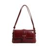 Vintage Maillard brown small bag women's new autumn and winter versatile messenger bag single shoulder underarm baguette bag