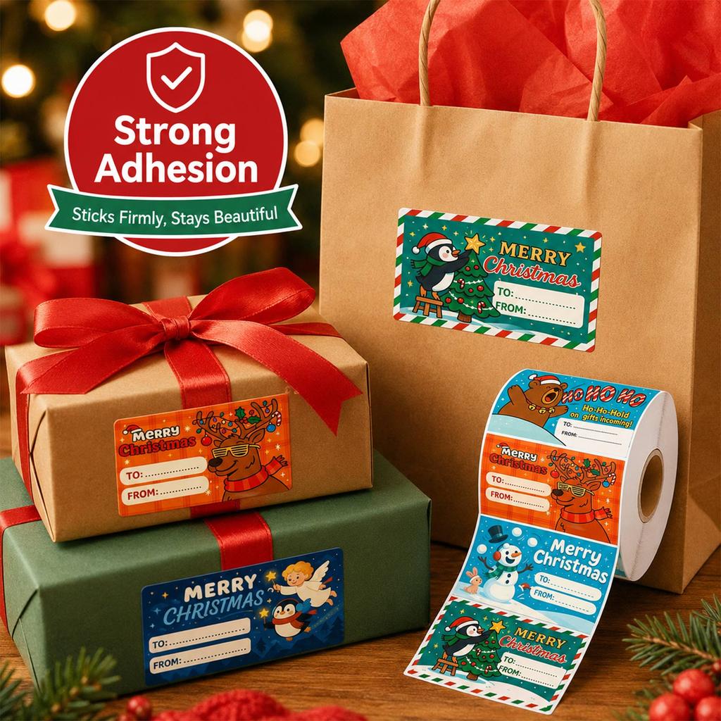 200 Pcs Christmas Gift Wrapping Stickers, Write- Tags for Holiday Presents, Gift Labels for Boxes and Bags