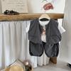 Stilvolles Koreanisches Sommer-Westen-Set für Baby Jungen – Dreiteiliges Rundhals-Outfit