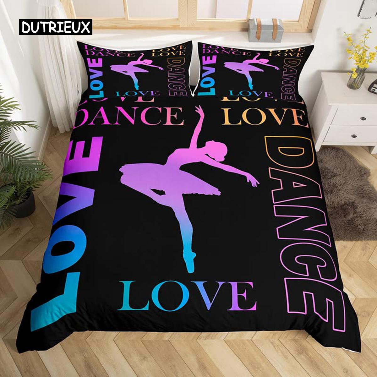 

Пододеяльник для балета, комплект постельного белья Love Gymnastics, полиэстер, танцор, музыкальный плед, чехол для вечеринки Popstar, вольные упражнения, декор EU single(135x200cm)