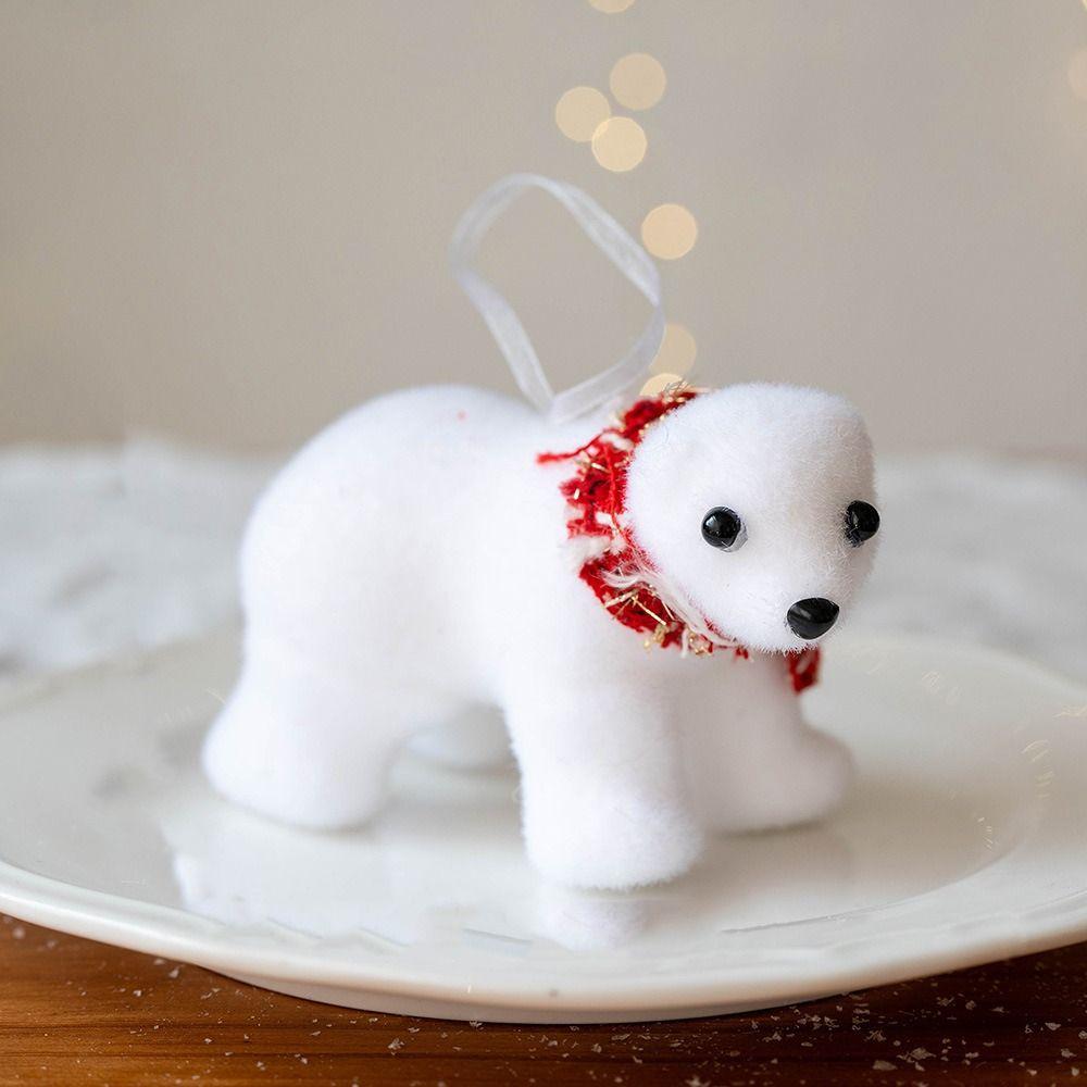 2pcs Cute Christmas Bear Pendant Mini Simulated Polar Bear  New Year Festival Gifts