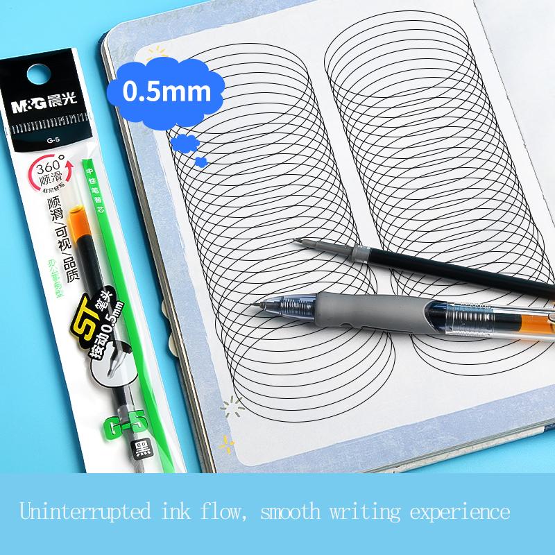M&G Retractable Ballpoint Pen Refill 0.5 Mm ST Tip, Suitable for Retractable Pens, Quick-Drying & Comfortable Grip, Black