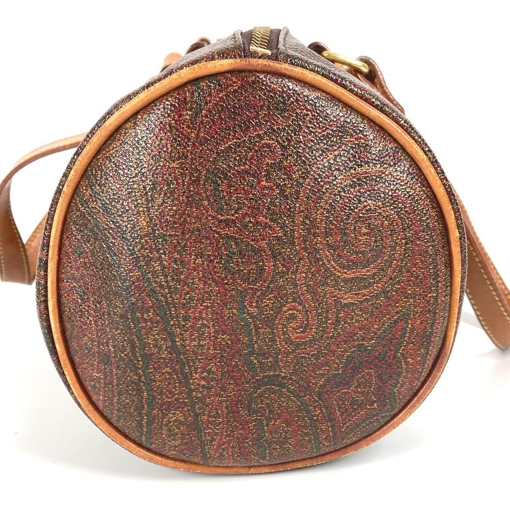 ETRO Paisley Pattern Bag Cylindrical Hand Bag PVC/Leather Brown