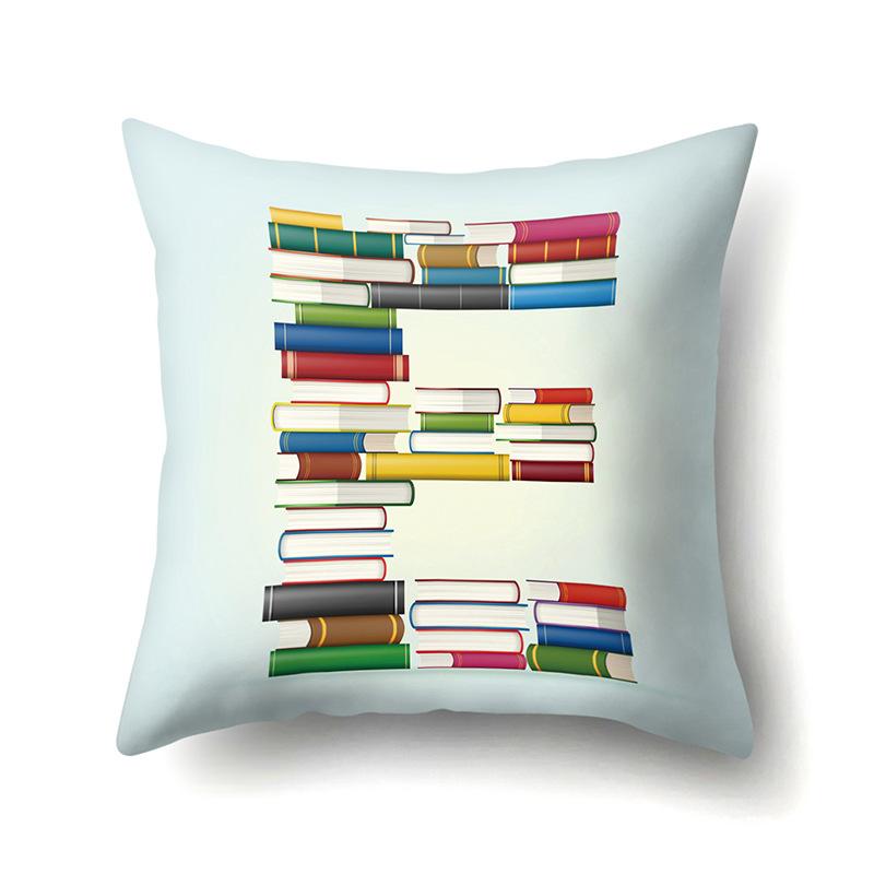 Polyester Pillowcase Car Decoration Home 26 English Letters Print Book Pillowcase