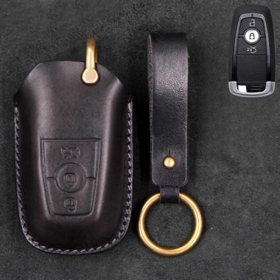 Genuine Leather Car Key Fob Case Cover For Lincoln MKC Navigator MKZ Continental